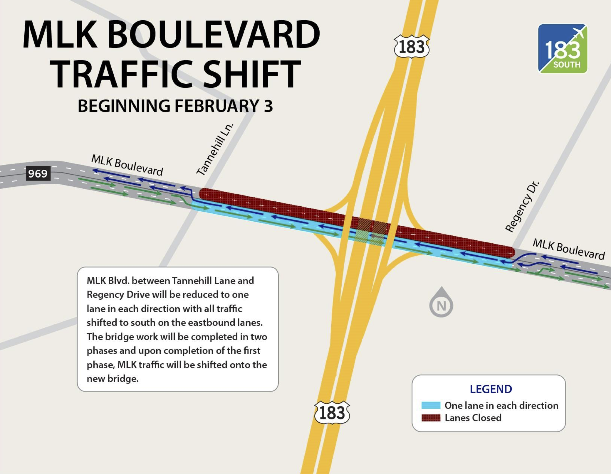 Map of MLK Boulevard Traffic Shift
